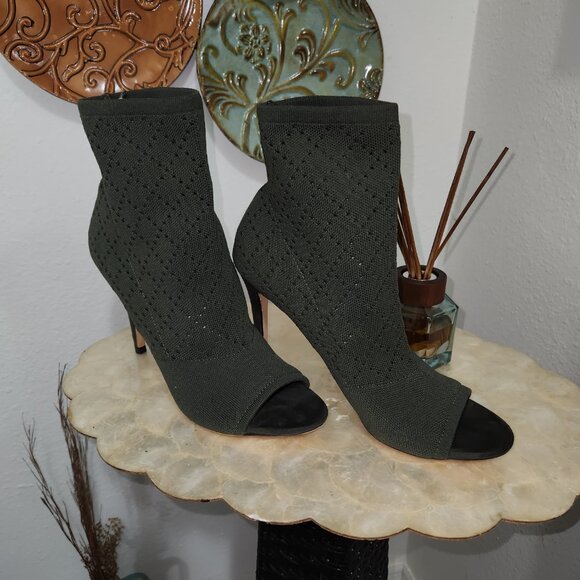Steven by Steve Madden Olive Green, Netted sock Bootie - Picture 2 of 5